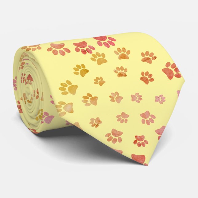 Colourful Spiral Dog Pawprint Tie (Rolled)