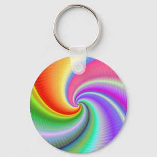 Colourful Spiral Fractal Keyring