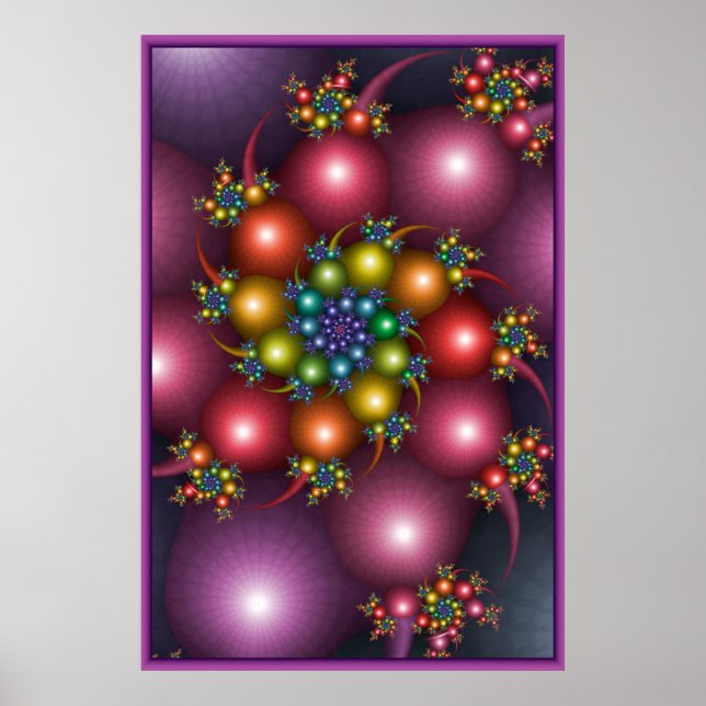 Colourful Spiral Fractal Poster (Front)