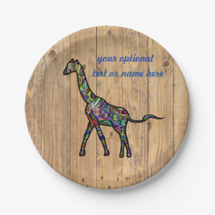 Colourful Spiral Giraffe Paper Plates