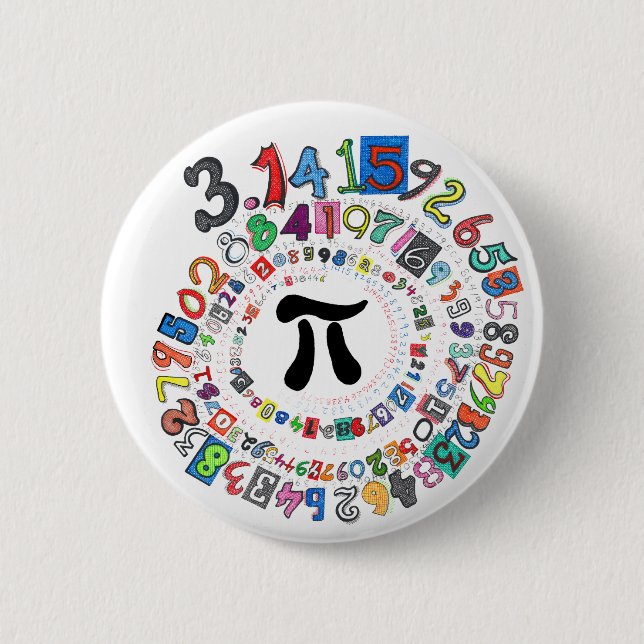 Colourful sPiral of Pi Calculated 2 Inch Round Button (Front)