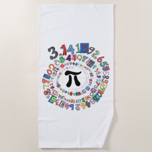 Colourful sPiral of Pi Calculated Beach Towel