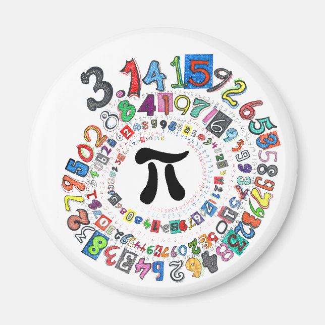 Colourful sPiral of Pi Calculated Magnet (Front)