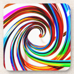 Colourful Spiral Pattern Art Coaster