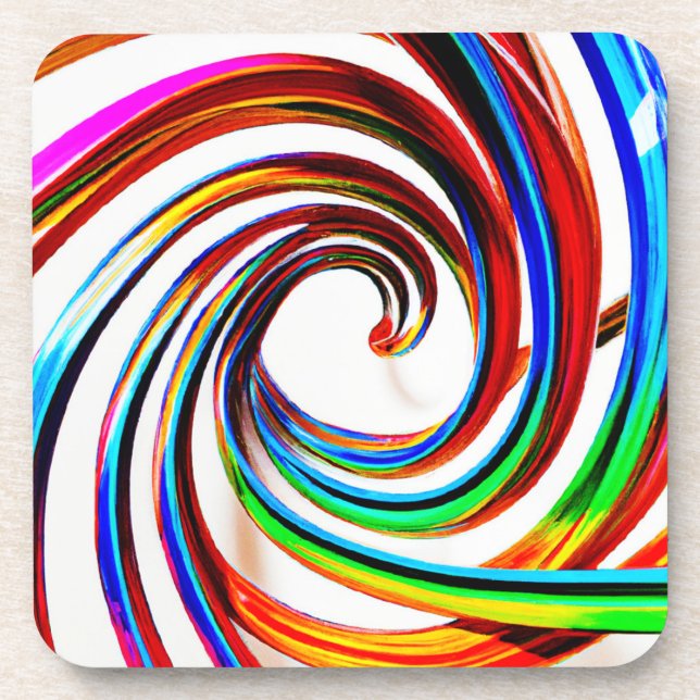 Colourful Spiral Pattern Art Coaster (Front)