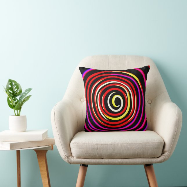 Colourful Spiral Pattern Throw Pillow (Chair)