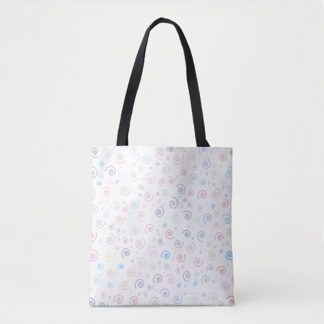 Colourful Spiral Pattern Tote Bag - Black Handles (Front)