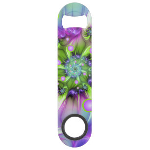 Colourful Spiral Round Shapes Abstract Fractal Art Bar Key