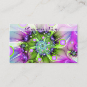 Colourful Spiral Round Shapes Abstract Fractal Art Business Card