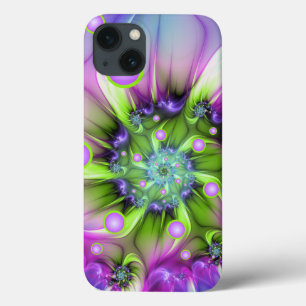 Colourful Spiral Round Shapes Abstract Fractal Art iPhone 13 Case