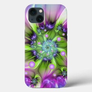 Colourful Spiral Round Shapes Abstract Fractal Art iPhone 13 Case