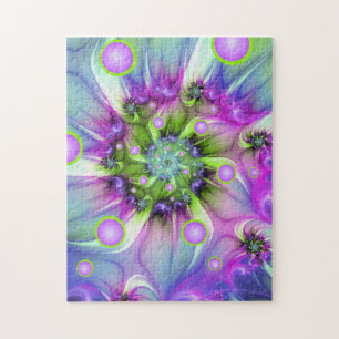 Colourful Spiral Round Shapes Abstract Fractal Art Jigsaw Puzzle