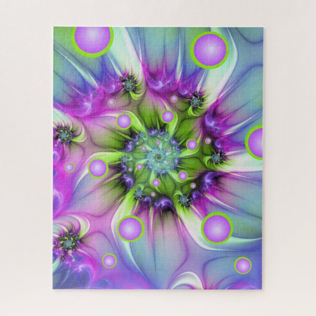 Colourful Spiral Round Shapes Abstract Fractal Art Jigsaw Puzzle (Vertical)