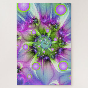 Colourful Spiral Round Shapes Abstract Fractal Art Jigsaw Puzzle