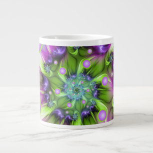 Colourful Spiral Round Shapes Abstract Fractal Art Large Coffee Mug