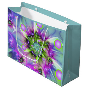 Colourful Spiral Round Shapes Abstract Fractal Art Large Gift Bag