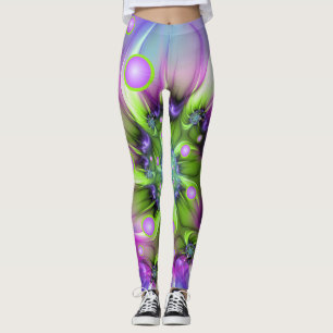 Colourful Spiral Round Shapes Abstract Fractal Art Leggings