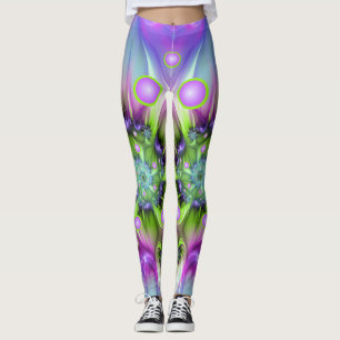 Colourful Spiral Round Shapes Abstract Fractal Art Leggings
