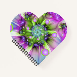 Colourful Spiral Round Shapes Abstract Fractal Art Notebook