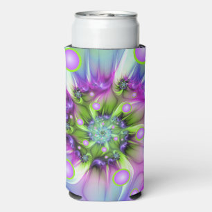Colourful Spiral Round Shapes Abstract Fractal Art Seltzer Can Cooler