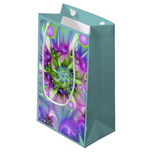Colourful Spiral Round Shapes Abstract Fractal Art Small Gift Bag