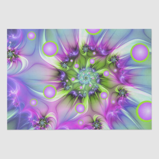 Colourful Spiral Round Shapes Abstract Fractal Art Tissue Paper (Front)