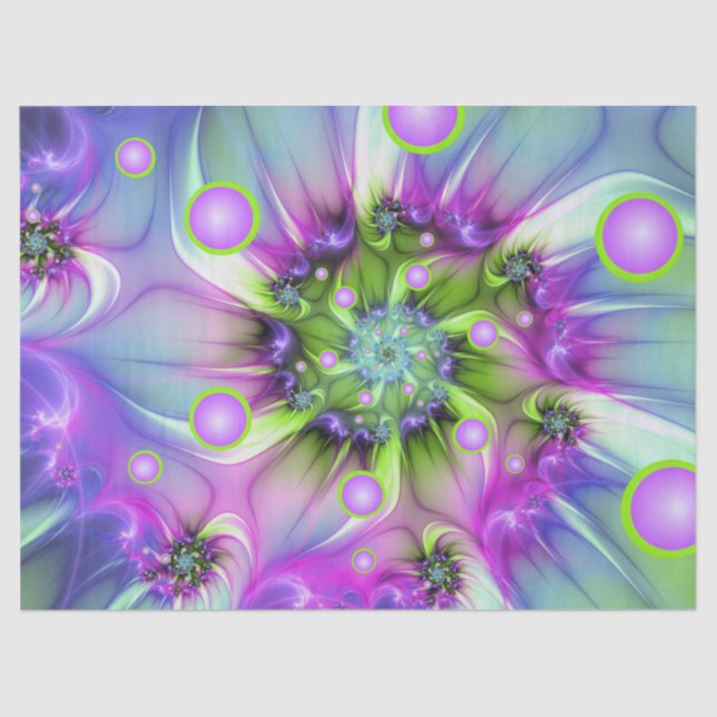 Colourful Spiral Round Shapes Abstract Fractal Art Tissue Paper (Front)