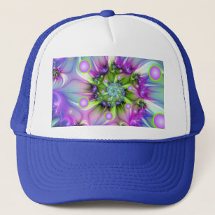 Colourful Spiral Round Shapes Abstract Fractal Art Trucker Hat