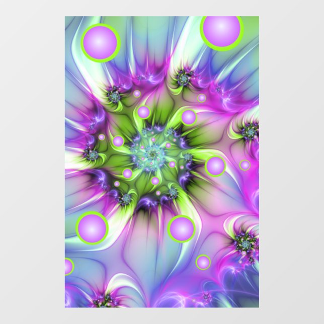 Colourful Spiral Round Shapes Abstract Fractal Art Window Cling (Sheet)