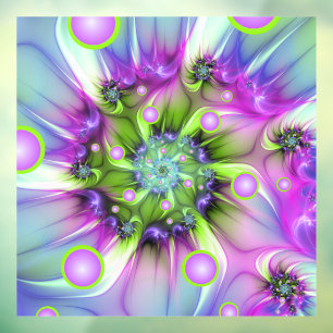 Colourful Spiral Round Shapes Abstract Fractal Art Window Cling