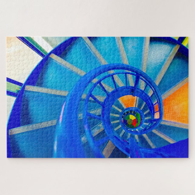Colourful Spiral Staircase 1000+ Jigsaw Puzzle (Horizontal)