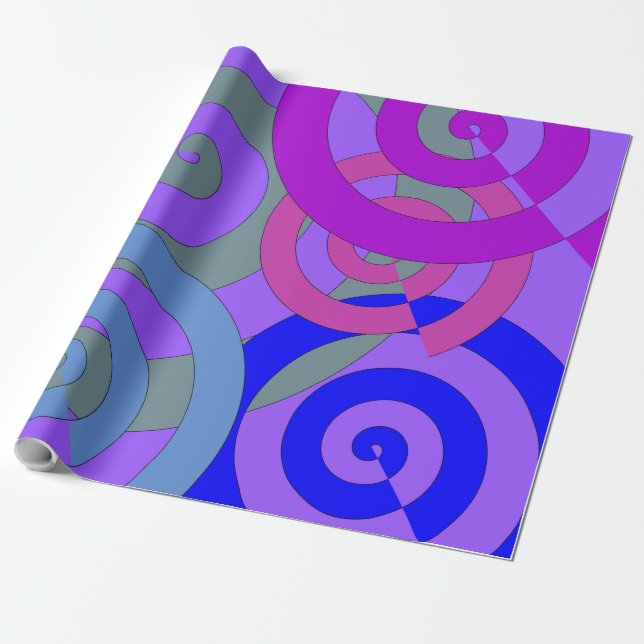 Colourful spirals, swirly patterns wrapping paper (Unrolled)