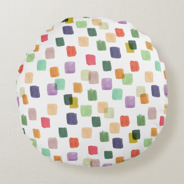 Colourful Splash: Abstract Seamless Background Round Pillow (Front)