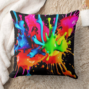 Colourful Splash Abstract Throw Pillow