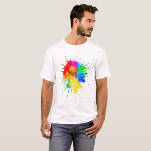 Colourful Splash Art Basketball Design T-Shirt