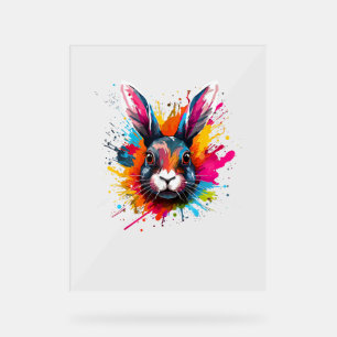 Colourful Splash Art Cute Continental Giant Rabbit Acrylic Sign