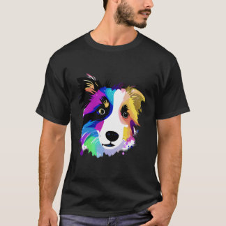 Colourful Splash Border Collie Art Dog Owner Anima T-Shirt