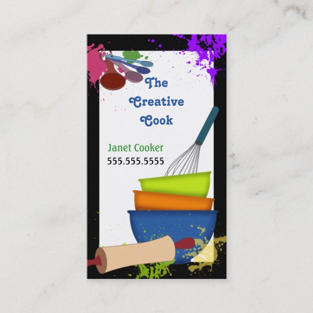 Colourful Splash Cooking Business Card (Front)