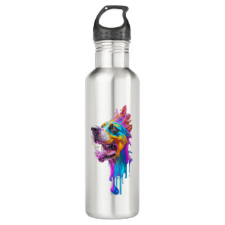 Colourful Splash Dog Graphic Art   710 Ml Water Bottle