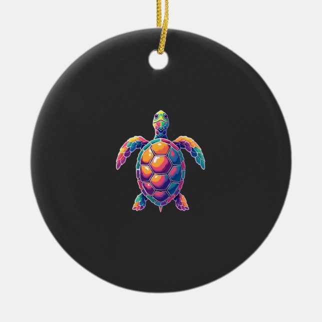 Colourful Splash Eastern Box Turtle (2) Ceramic Ornament (Front)
