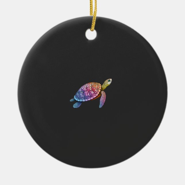 Colourful Splash Eastern Box Turtle (3) Ceramic Ornament (Front)