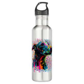 Colourful Splash Greyhound Portrait Puppy Owner 710 Ml Water Bottle