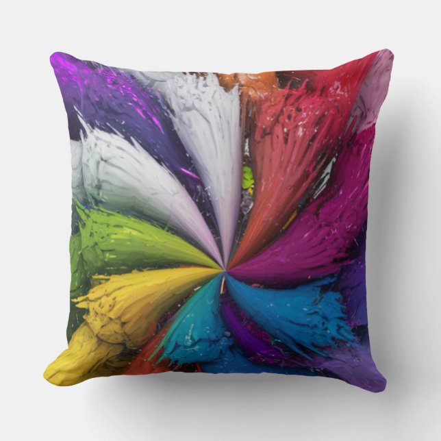 Colourful Splash Throw Pillow (Front)