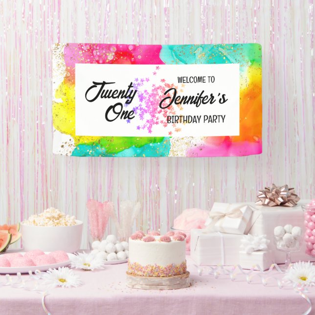 Colourful Splash Watercolor Birthday Banner (Party)
