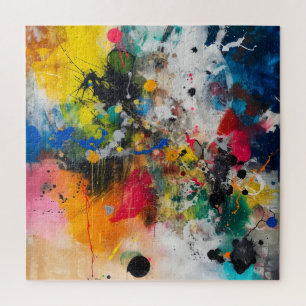 Colourful Splashes Abstract Art Jigsaw Puzzle