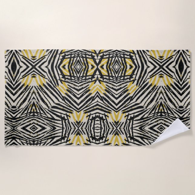 Colourful Splashes and Dynamic Lines Beach Towel (Front)