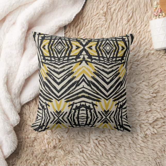 Colourful Splashes and Dynamic Lines Throw Pillow (Blanket)