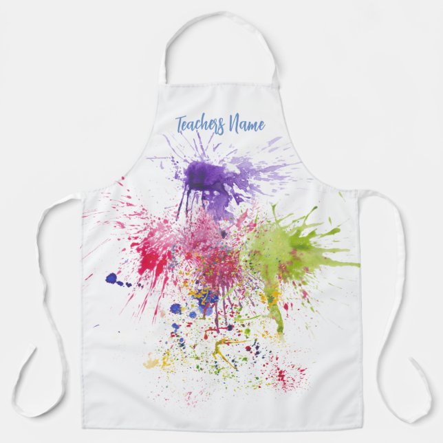Colourful Splashes of Paint Art Teacher Apron (Front)