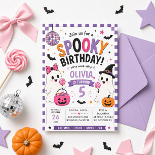 Colourful Spooky Birthday Cute Ghost Personalized  Invitation