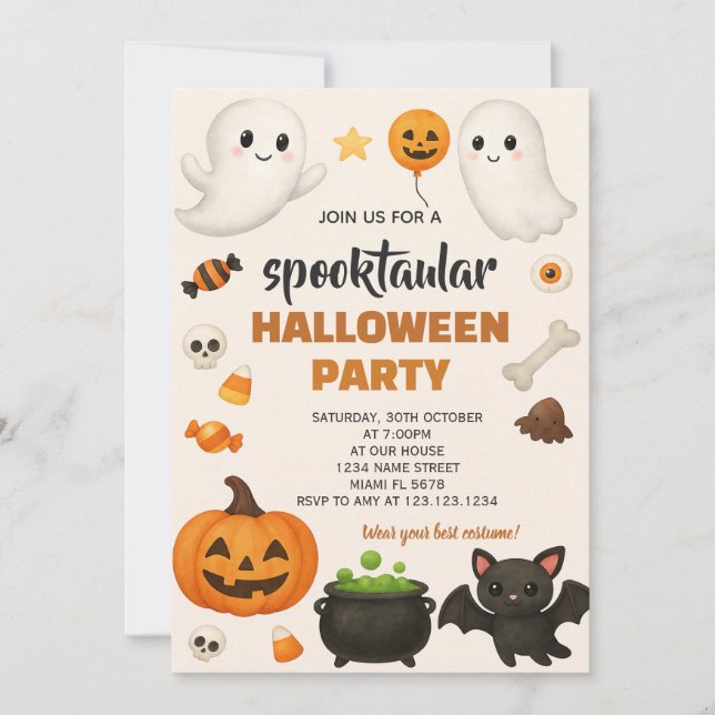 Colourful Spooky Celebration Invitation (Front)